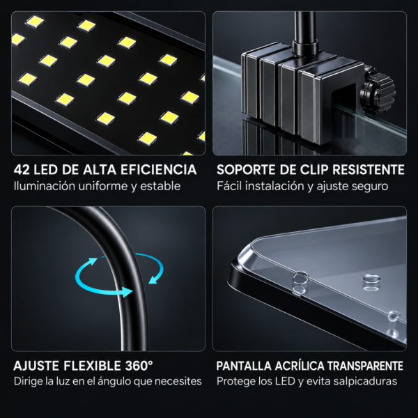 Lámpara LED Full Spectrum con Clip para Acuario 13 W